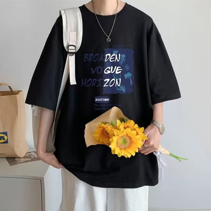 Short-Sleeved Loose T-Shirt Men'S Trendy Brand Casual All-Match Half-Sleeved T-Shirt Base Shirt Half-Sleeve Top - Image 4