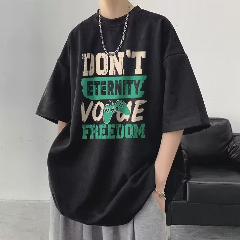 Short-Sleeved Loose T-Shirt Men'S Trendy Brand Casual All-Match Half-Sleeved T-Shirt Base Shirt Half-Sleeve Top - Image 2