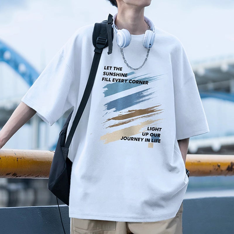 Short-Sleeved Loose T-Shirt Men'S Trendy Brand Casual All-Match Half-Sleeved T-Shirt Base Shirt Half-Sleeve Top - Image 3