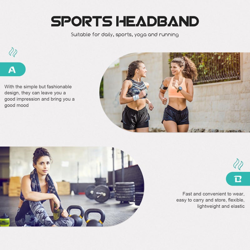5 Pcs White Sweat Absorbent Elastic Headbands For Women Men Yoga Fitness Sports - Image 5