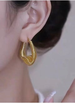Elegant Stainless Steel Gold Plated Hoop Earrings For Women