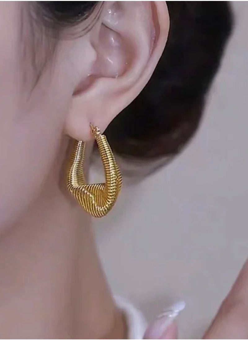 NEW STYLE - Elegant Stainless Steel Gold Plated Hoop Earrings For Women - Image 1