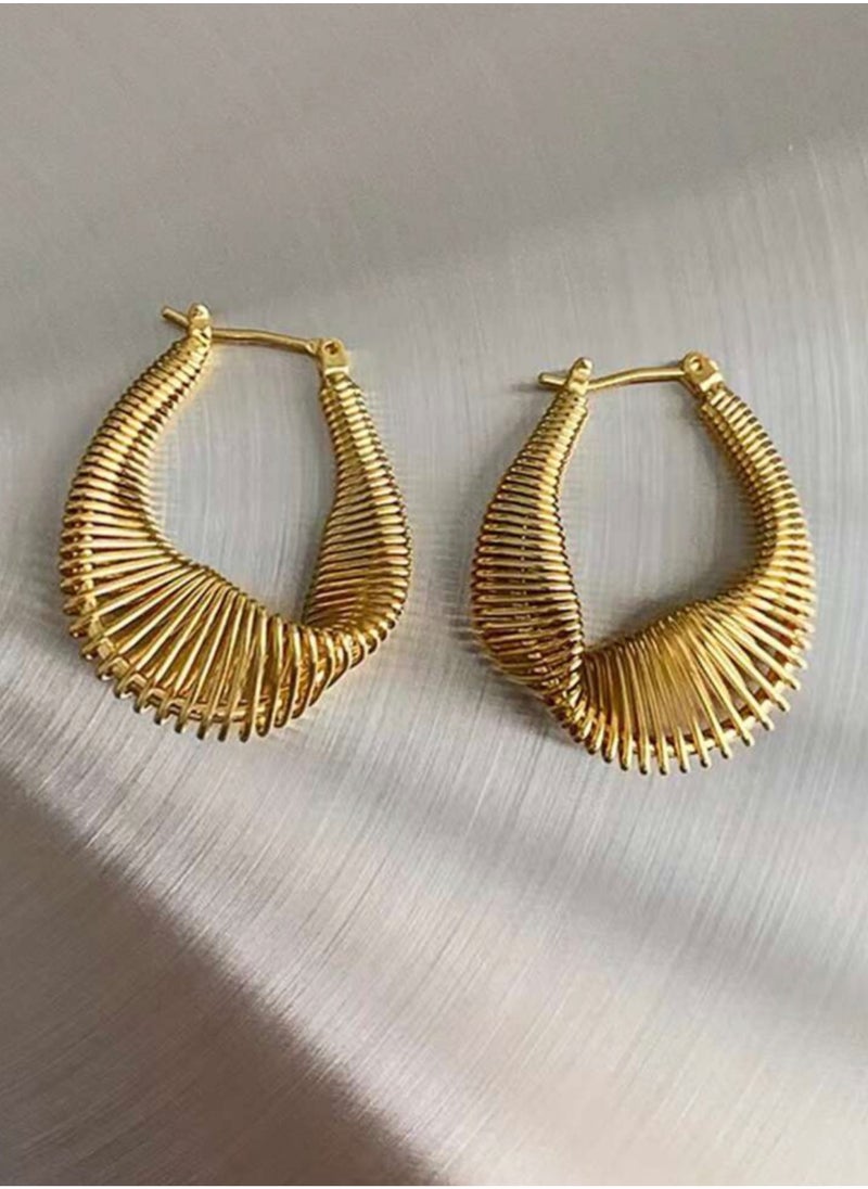 NEW STYLE - Elegant Stainless Steel Gold Plated Hoop Earrings For Women - Image 1