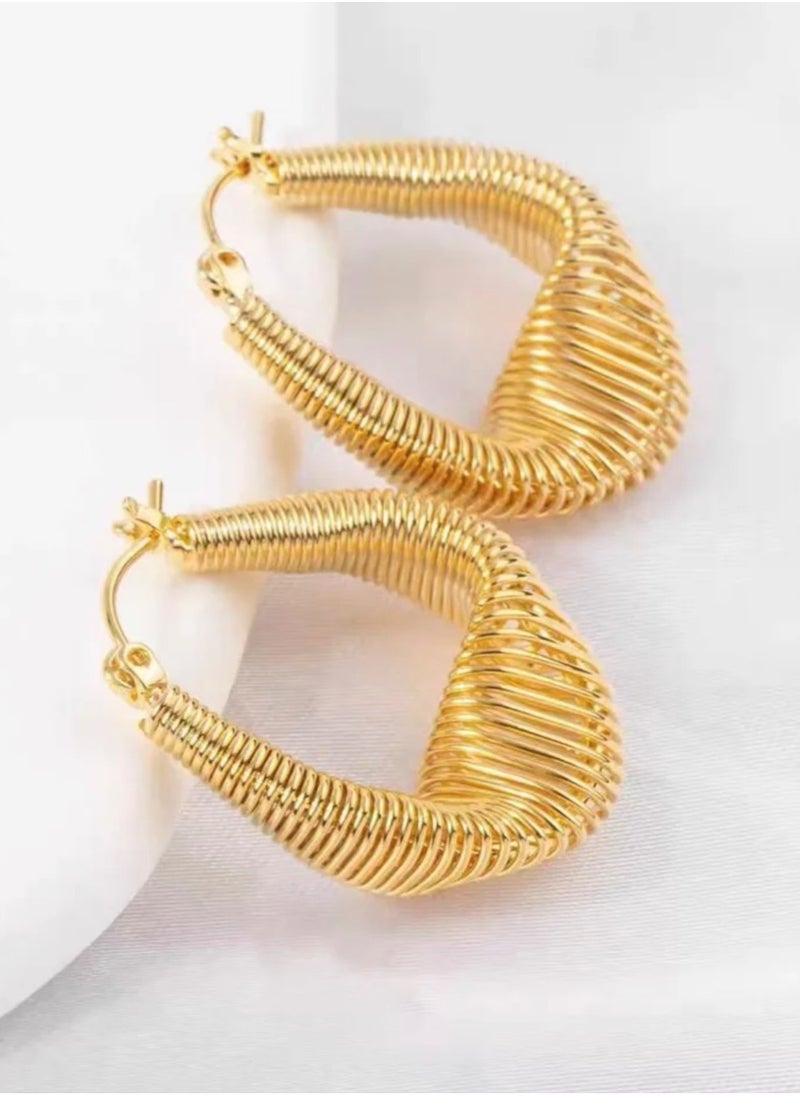 NEW STYLE - Elegant Stainless Steel Gold Plated Hoop Earrings For Women - Image 1