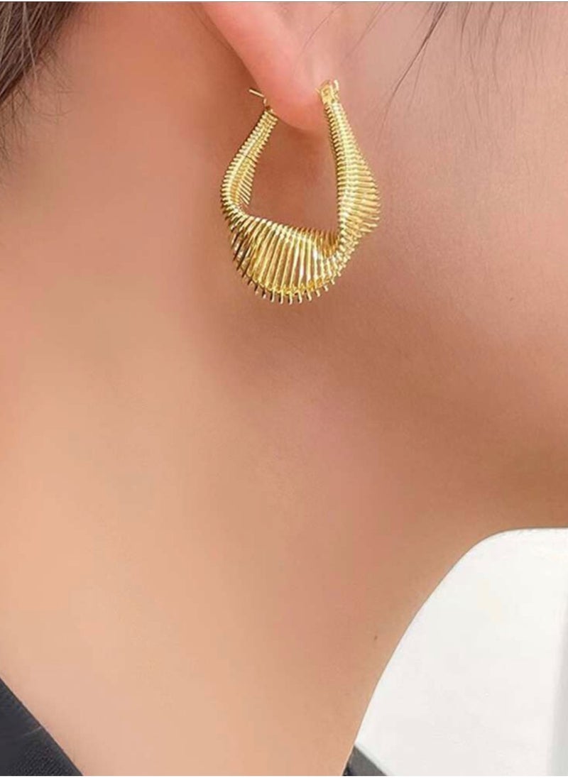 NEW STYLE - Elegant Stainless Steel Gold Plated Hoop Earrings For Women - Image 1