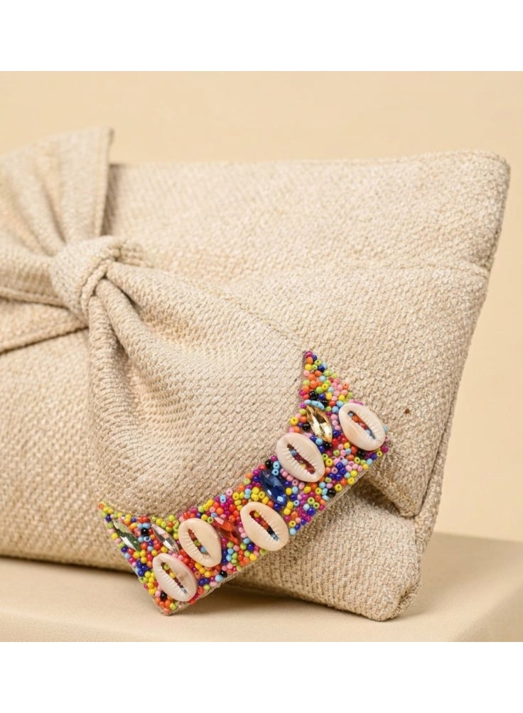 Elegant women's handbag decorated with pearls and shells - Image 3