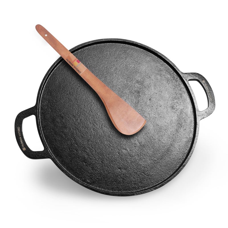 Human Hydro PreSeasoned Feather Light Cast Iron Dosa TawaChillaOmelette 30cm1181 inch 24kg Induction Friendly Nonstick PreSeasoned Tava 100 Pure ToxinFree No Chemical Coating - Image 1