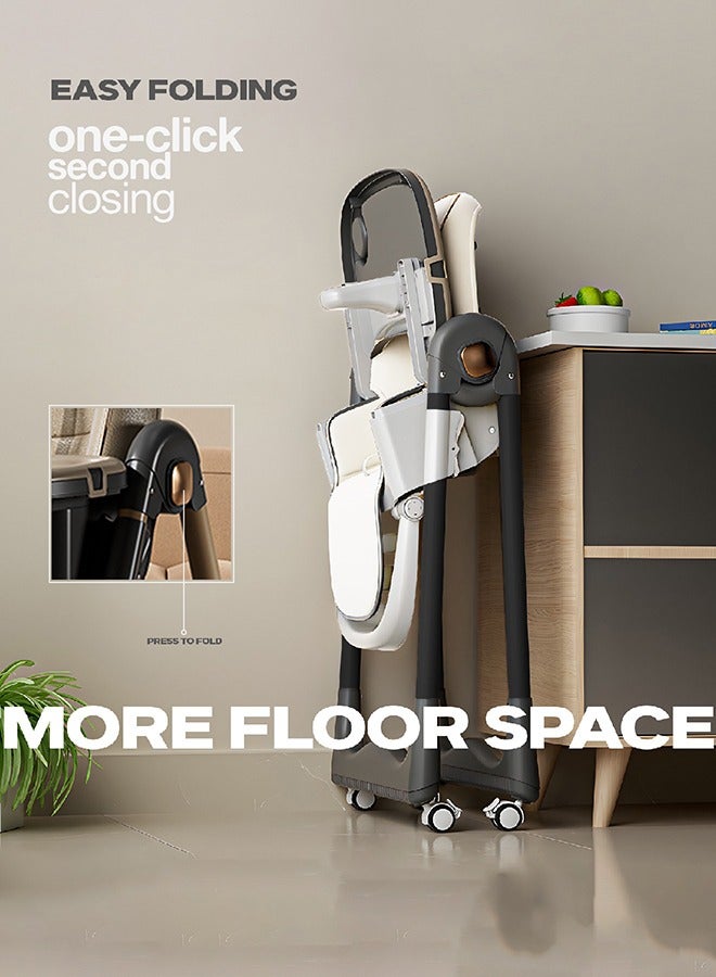 بيبي كرسي مرتفع للأطفال 3 في 1 من بايبي للأطفال، كرسي تغذية للأطفال مع 8 ارتفاعات قابلة للتعديل، مسند للقدمين، صينية، استلقاء، حزام أمان 5 نقاط، كرسي مرتفع للأطفال من عمر 0 ​​إلى 6 سنوات باللون الأبيض - Image 5