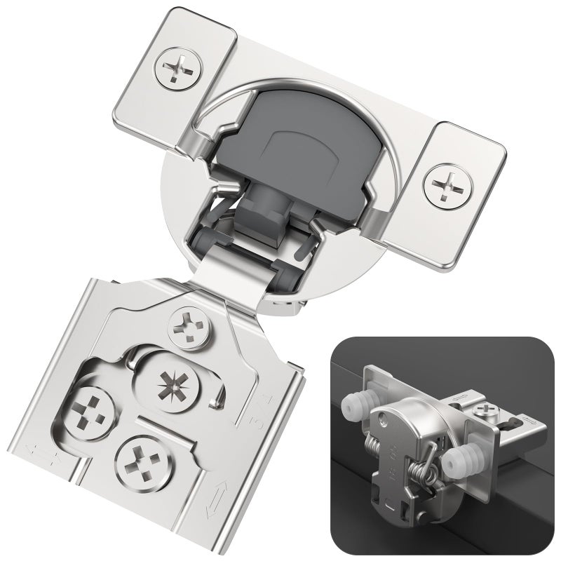 Chibery 30 Pack 34 Overlay 3D Soft Close Concealed Kitchen Cabinet Hinge for Face Frame Door PreAssembled Easyon Dowels Self Closing Hidden Satin Nickel 105 Open Concealed Stainless Steel - Image 2