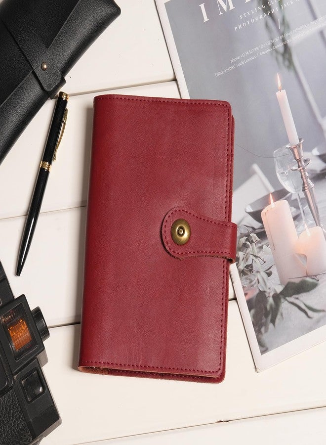 Wonderpool A6 Binder Journal Leather Spiral Notebook Refillable College Ruled Paper, Budget Binder Rings Diary Organizer with Pen for Office School Travel Business Planning Writing (Wine red,A6) - Image 2