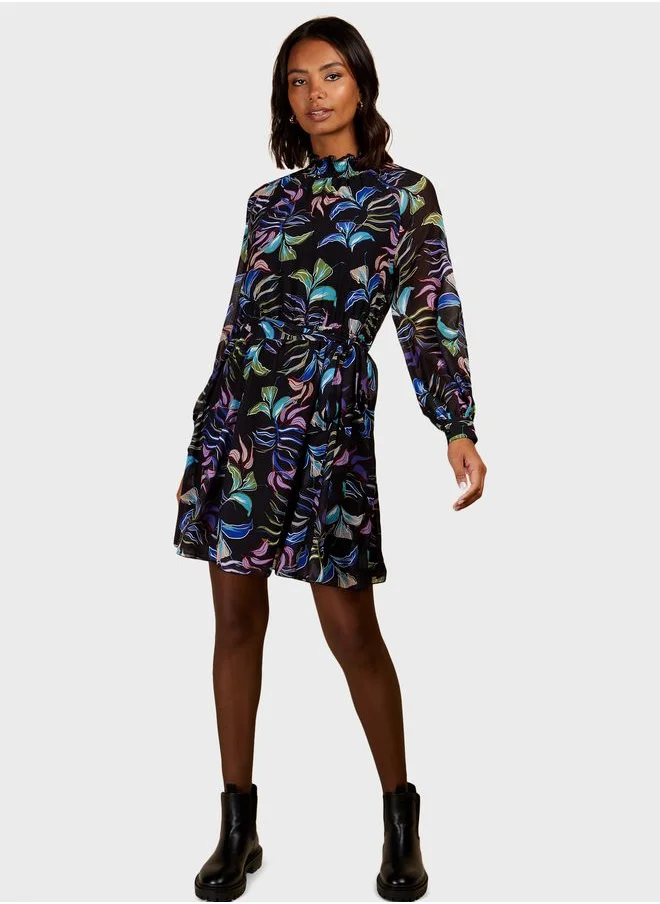 Little Mistress Puff Sleeve Floral Printed Dress