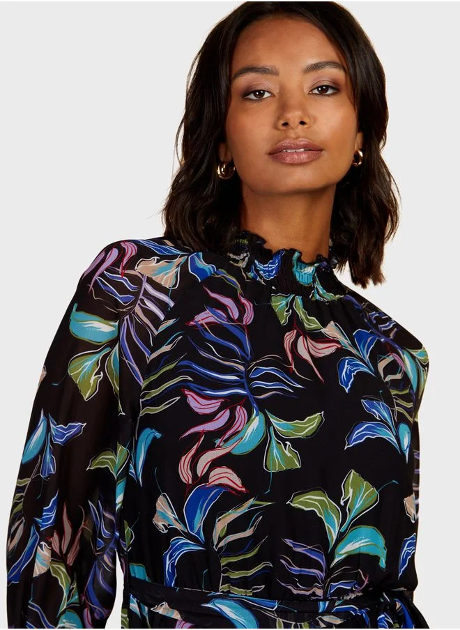 Little Mistress Puff Sleeve Floral Printed Dress