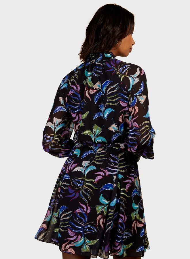 Little Mistress Floral High Neck Dress - Image 2