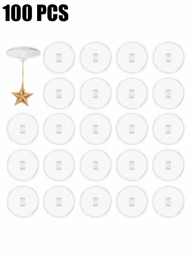 با لوف 100 حزم من الخطافات الشفافة غير الملحومة، مقاومة للماء والزيت، خطافات سقف لاصقة ذاتية، خطاف صغير قرصي للتعليق غير ملحوم وقوي - Image 1