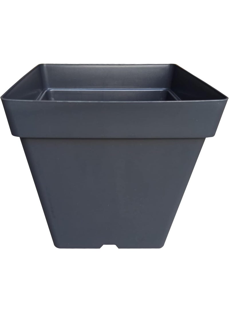 أيدل وعاء زراعة مربع كلاسيكي غير لامع 28 سم - متاح بألوان متعددة - للاستخدام الداخلي والخارجي - صندوق زراعة بلاستيكي متين للاستخدام في المنزل والحديقة والمكتب والشرفة - صنع في إيطاليا - بواسطة إيديل - Image 1