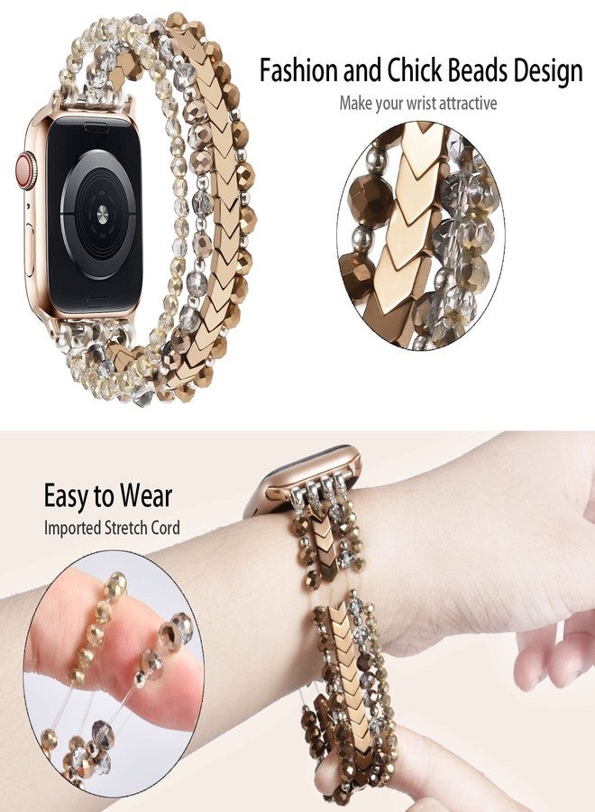 MOFREE Beaded Bracelet Compatible with Apple Watch Band Series 11/10/9/8/7, Fashion Stretch Women Bands for iWatch Series SE/6/5/4/3/2/1 iPhone Watch Strap Bands 42/44/45/49/46mm Coffee - Image 5