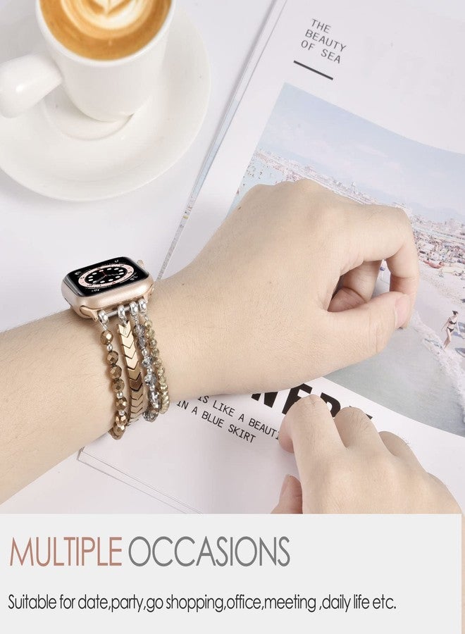 MOFREE Beaded Bracelet Compatible with Apple Watch Band Series 11/10/9/8/7, Fashion Stretch Women Bands for iWatch Series SE/6/5/4/3/2/1 iPhone Watch Strap Bands 42/44/45/49/46mm Coffee - Image 4