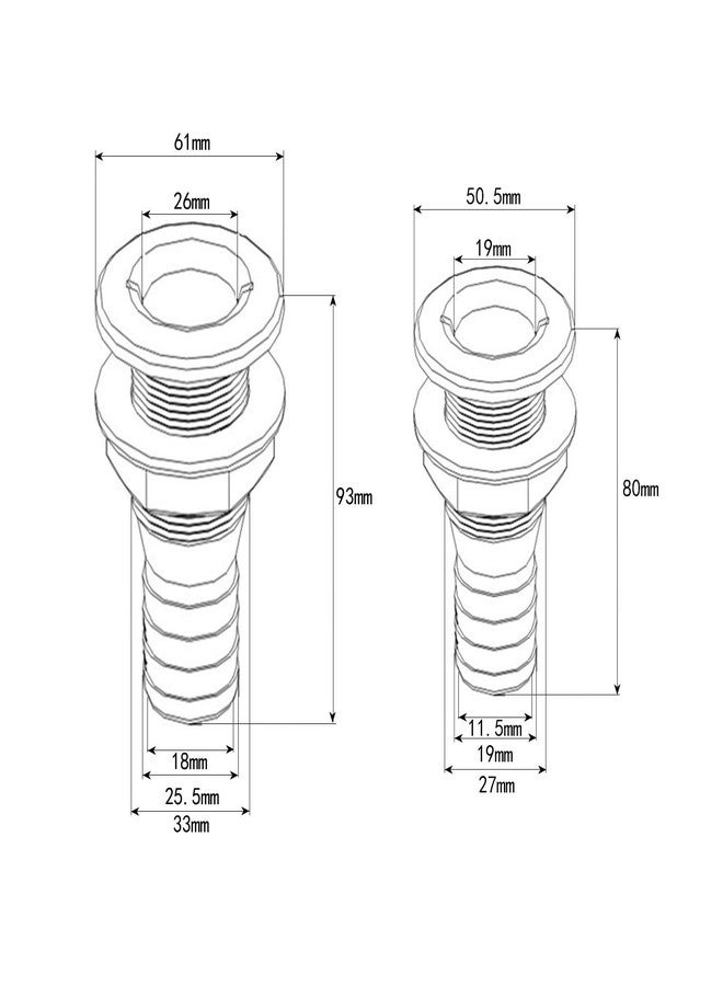 MUXSAM 1 Piece Thru Hull Fitting Plastic White for 3/4 inch Hose - Image 2