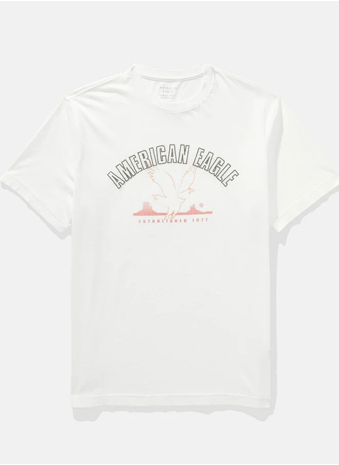 American Eagle Embroidered Crew Neck Graphic T-Shirt