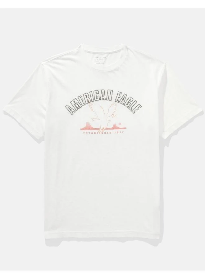 American Eagle Embroidered Crew Neck Graphic T-Shirt