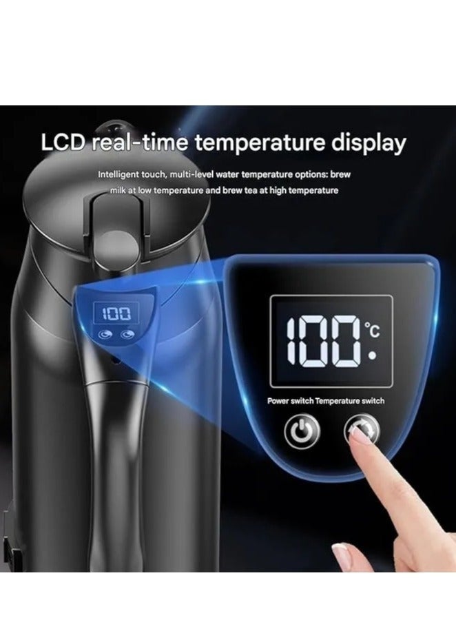 Denx Car Electric Kettle 800ml Smart Travel Kettle Dual Voltage 12V 24V Portable Water Boiler with Digital Display Stainless Steel Interior Fast Heating for Tea Coffee Road Trips - Image 2