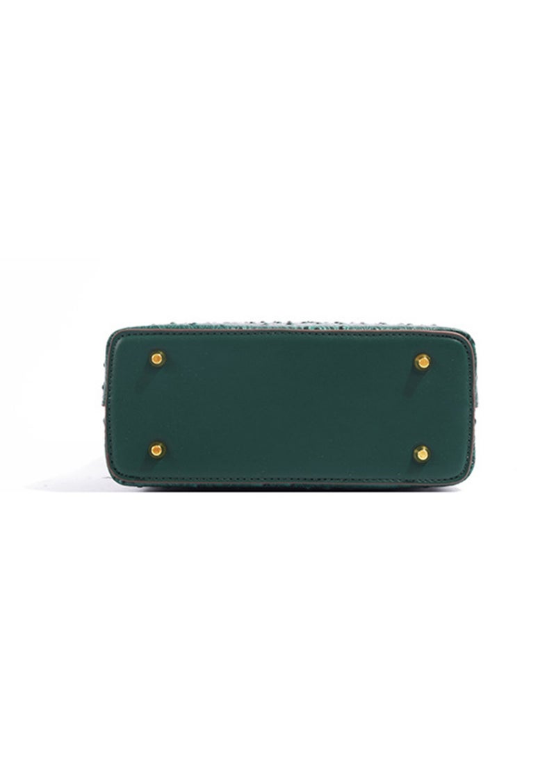 BLLE ROWN Women Top Handle Satchel Bag Green Color Crocodile Pattern Flap Crossbody Bag  - Image 4