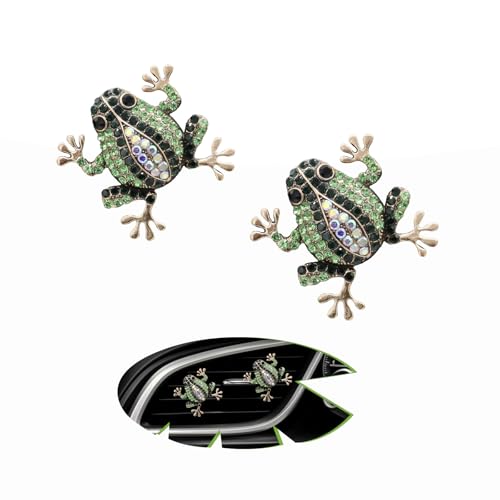 ORIESSE Frog Car Decor2pcs Cute Tree Frog Air Vent Clips Car Air FreshenersBling Rhinestone Animal Dashboard Decoration Accessories for WomenRefillable Aroma Diffuser - Image 1