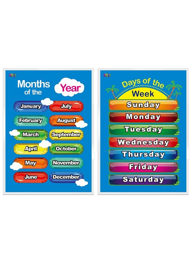 SpriteGru Days of the Week, Months of the Year,2 LAMINATED Educational Posters for Toddlers - Image 1