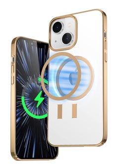 Built-in Magnet Clear Case for iPhone 14, Compatible with Mag-safe Accessories, Slim Thin PC Durable Case Support Wireless Char-ging (iPhone 14, Black)