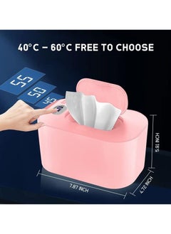 Beauenty Aeneader Baby Wet Wipes Warmer and Dispenser Large Capacity Heater USB with Charging Thermostat Portable Wipes Heating Box Constant Temperature Adjustable SJR-02 (Pink)  - Image 2