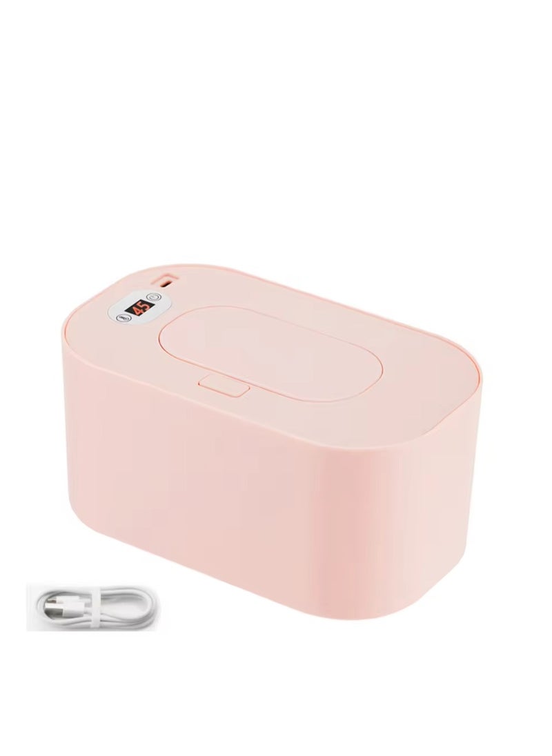 Beauenty - Aeneader Baby Wet Wipes Warmer and Dispenser Large Capacity Heater USB with Charging Thermostat Portable Wipes Heating Box Constant Temperature Adjustable SJR-02 (Pink) - Image 1