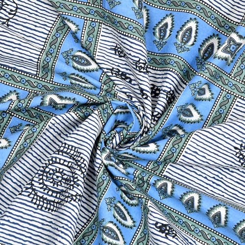 Blizz Mont | Magnolia Collection | Printed Diwan Set | Pure Cotton | Quilted | Set Contains- 8 Pieces (1 Single Bedsheet, 2 Boster Covers, 5 Cushion Covers) (Blue Check Buti-1+2+5) - Image 3