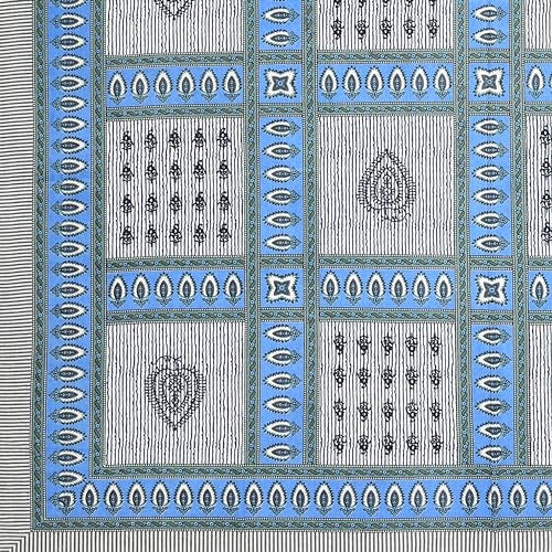 Blizz Mont | Magnolia Collection | Printed Diwan Set | Pure Cotton | Quilted | Set Contains- 8 Pieces (1 Single Bedsheet, 2 Boster Covers, 5 Cushion Covers) (Blue Check Buti-1+2+5) - Image 4