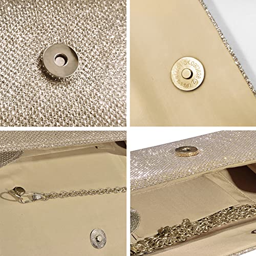 Outrip Women's Evening Bag Clutch Purse Glitter Party Wedding Handbag with Chain (Apricot) - Image 5