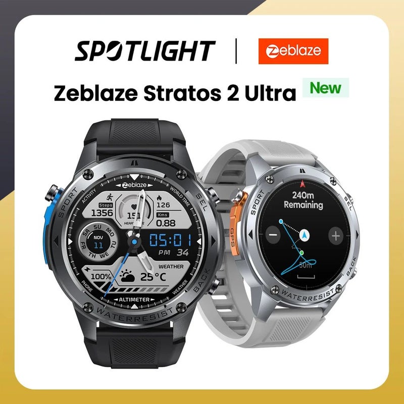زيبليز ساعة ذكية Zeblaze Stratos 2 Ultra - أسود - Image 2