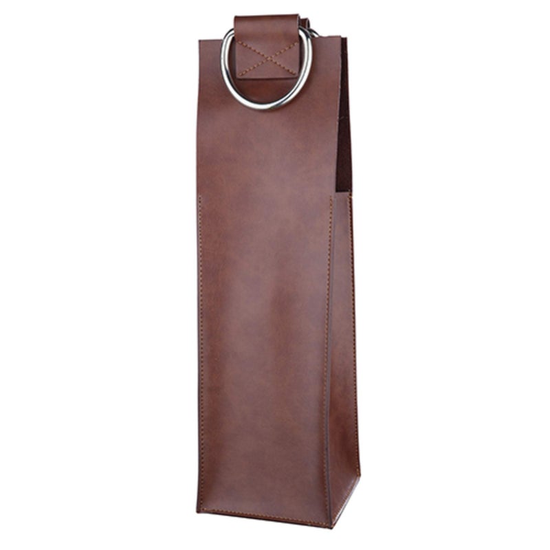 Viski Viski Admiral Brown Leather Wine Tote Carrier for Single Bottle 