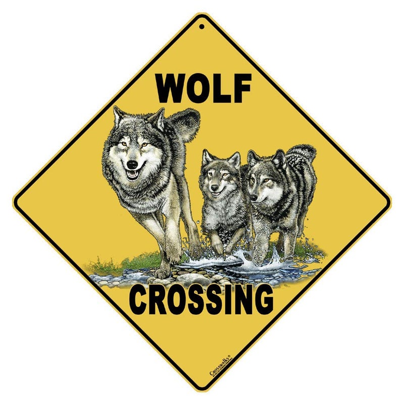 CROSSWALKS Wolf Crossing 12 X 12 Aluminum Sign X28