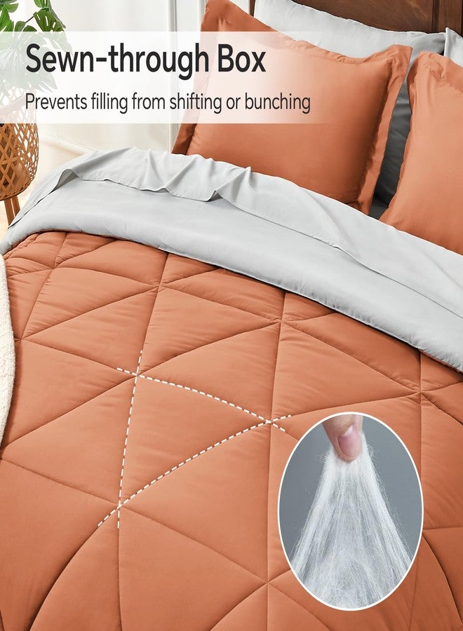 BEDELITE Queen Comforter Set 7 Pieces Bed in A Bag - Soft Microfiber Reversible Burnt Orange Bed Set with Comforters, Sheets, Pillowcases & Shams, Cozy Luxury Bedding Sets for All Season - Image 3