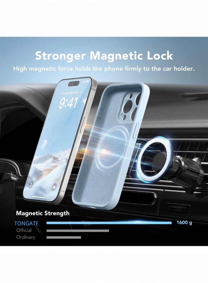 SUYDANBOX Magnetic for iPhone 15 Pro Case Compatible with MagSafe [Full Camera Protection][Screen Protector] Silicone Shockproof Protective Phone Case for iPhone 15 Pro 6.1" Light Blue - Image 3