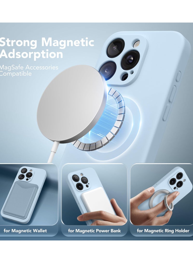 SUYDANBOX Magnetic for iPhone 15 Pro Case Compatible with MagSafe [Full Camera Protection][Screen Protector] Silicone Shockproof Protective Phone Case for iPhone 15 Pro 6.1" Light Blue - Image 2
