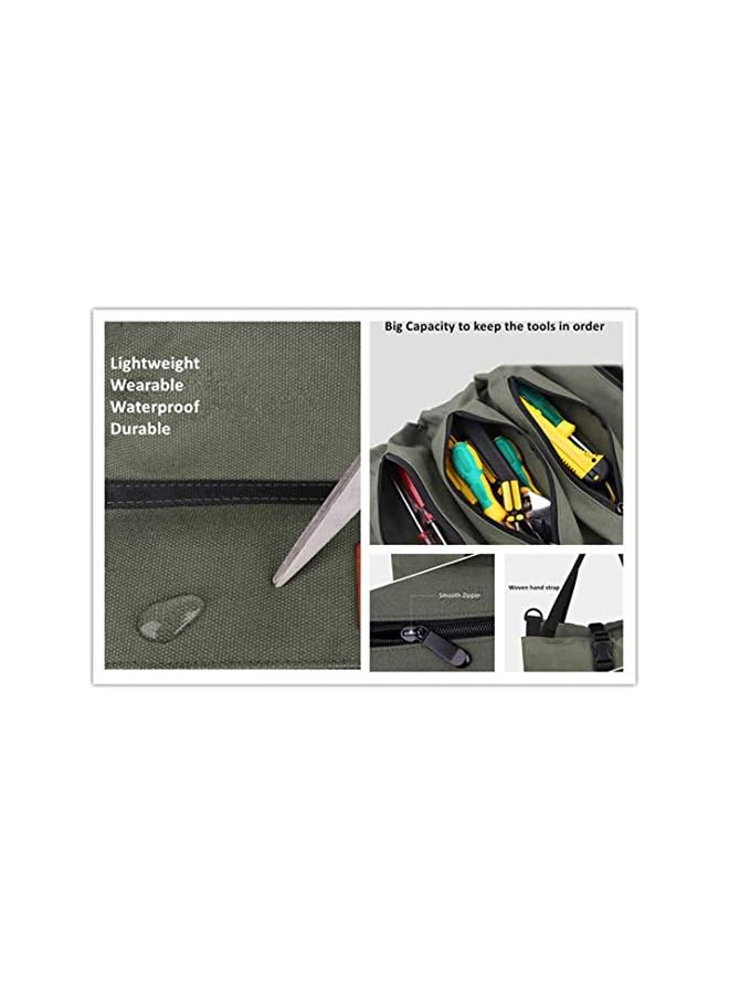 PROMASS Up Tool Bag,Multi-Purpose Tool Organizer,Canvas Tool Roll Pouch with 5 Spacious Pockets (Green) - Image 3
