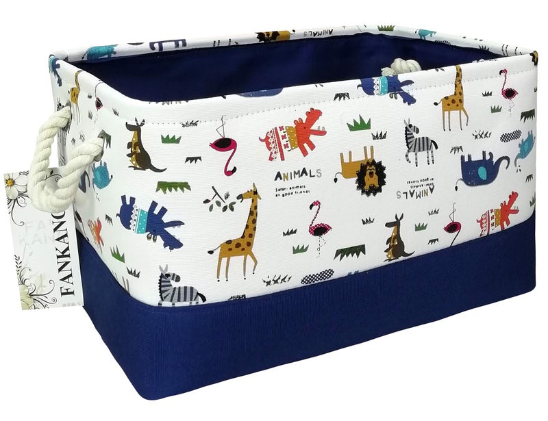 FANKANG Rectangular Fabric Storage Bin Box Laundry Basket with Dinosaur Prints for Nursery Storage Storage Hamper Gift Baskets Pink Rabbit