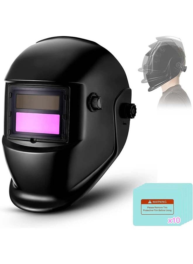 L&E Adjustable Welding Helmet Auto Darkening, True Color Solar Powered Welding Hood, Wide Shade Range 19-24CM Welding Mask for TIG MIG ARC Weld Plasma Cut Grinding（protective film*10）  - Image 1