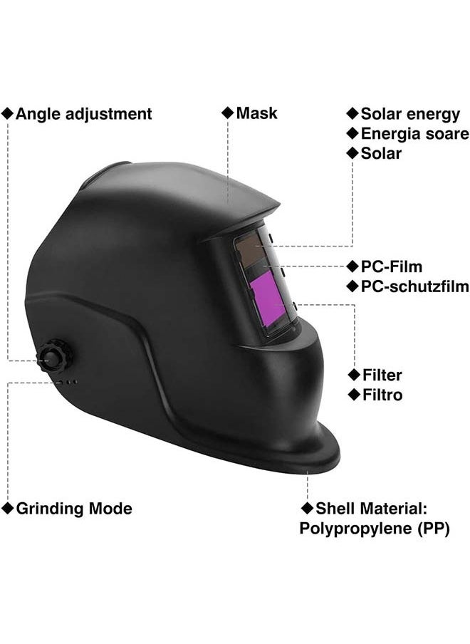 L&E Adjustable Welding Helmet Auto Darkening, True Color Solar Powered Welding Hood, Wide Shade Range 19-24CM Welding Mask for TIG MIG ARC Weld Plasma Cut Grinding（protective film*10）  - Image 3