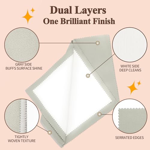 Bonison 3 Pack Large Silver Polishing Cloth – 10"x12" Jewelry Cleaning Cloth & Multi-Layer Jewelry Polishing Cloth for Silver, Gold, Diamond, Platinum, Coins, Watches, Gemstones（Gray） - Image 3