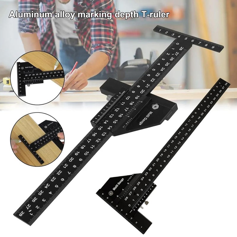 T Square For Woodworking,Multi-Angle Aluminum Alloy | Miter Angle Gauge For Carpentry Squares | for Workshop, and Metalwork - Image 2