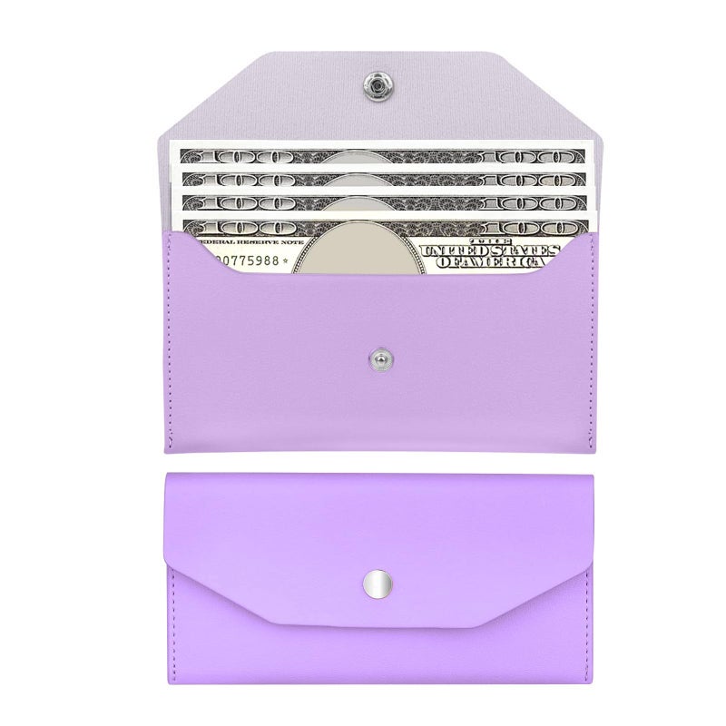 Nolcha Pu Leather Cash Envelope Wallet - Reusable Cash Stuffing Wallet for Men and Women -Purple - Image 1