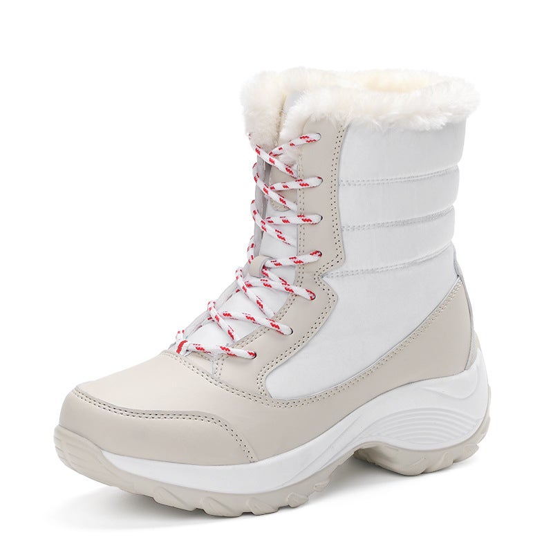 Womens High-top Winter Snow Boots Cotton Lined 1617 white