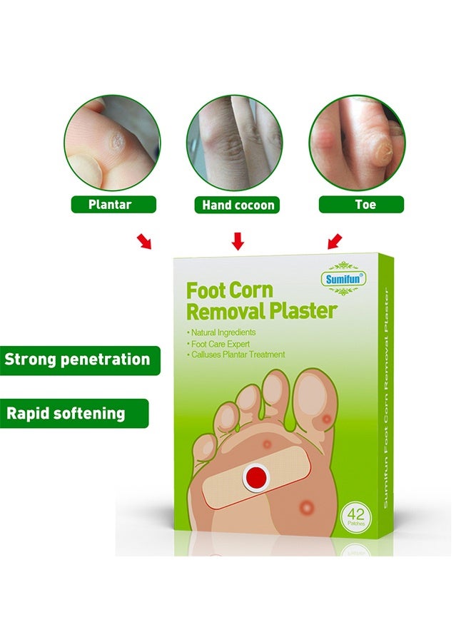Sumifun Foot Corn Removal Plaster, Natural Ingredients, Foot Care Expert, Calluses Plantar Treatment, Relief Pain From Calluses, Corns, Blisters, Heel Frictions-42 Patches - Image 2