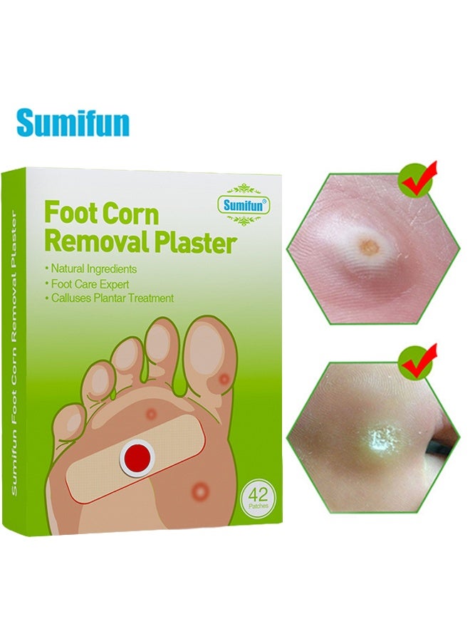 Sumifun Foot Corn Removal Plaster, Natural Ingredients, Foot Care Expert, Calluses Plantar Treatment, Relief Pain From Calluses, Corns, Blisters, Heel Frictions-42 Patches - Image 1